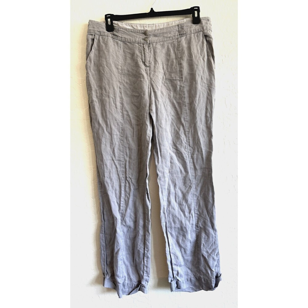 Willi Smith Woman's 100% Linen Pants Size‎ 14 Grey Beachy Minimal Modern
